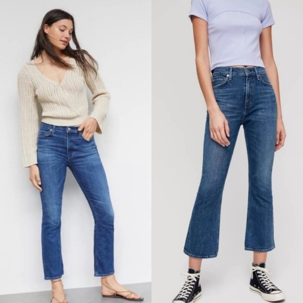 Aritzia Citizens of Humanity Demy High Rise Crop Flare Solo Stretch 27 Waist 15"